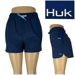 Huk Womens Large Pursuit Volley Shorts Blue Polyester Bend Stretch Athletic NWT